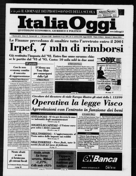 Italia oggi : quotidiano di economia finanza e politica